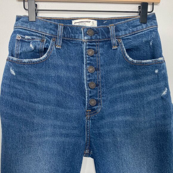 Abercrombie & Fitch Jeans Women 27 Blue Kick Flare Crop High Rise 70s Button Fly - Picture 3 of 9